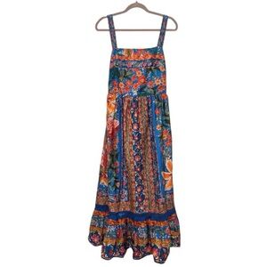 FARM RIO stitched Garden blue maxi dress size large NWT